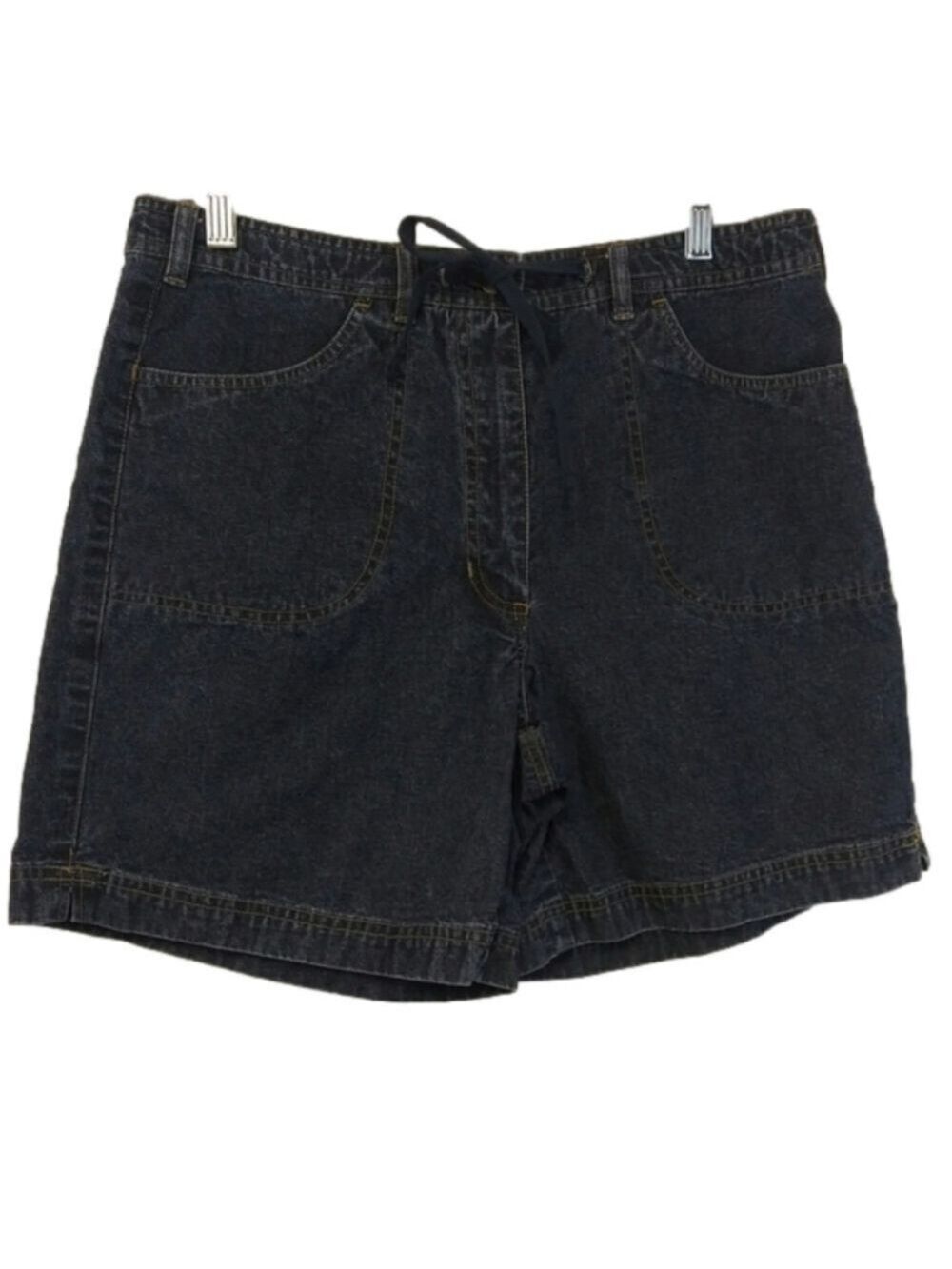 Cotton Ginny Vintage Blue Dark Wash High Rise Button Zip Drawstring Jean Short